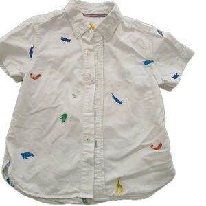 Boys Mini Boden Animal Insect Embroidered Button Down Shirt sz 4-5 short sleeve